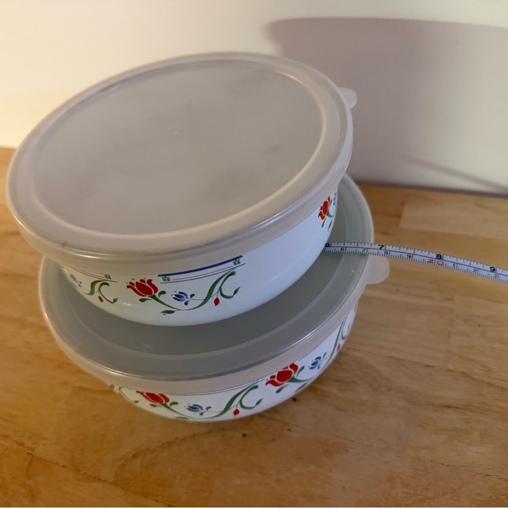 Floral Patterned Storage Bowls with Lids